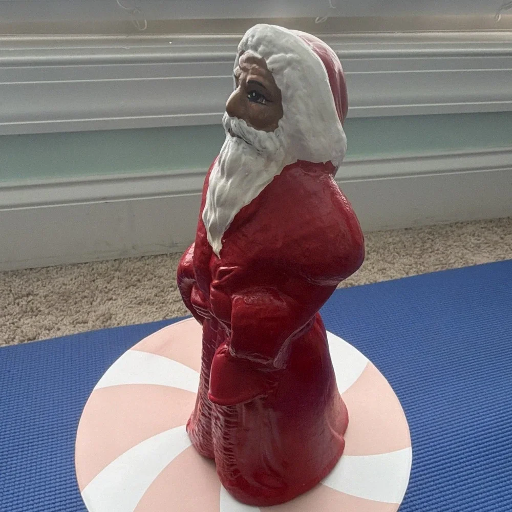 Vintage Mid-Century 1950/1960s African American Santa Blow Mold Figure Signed MD